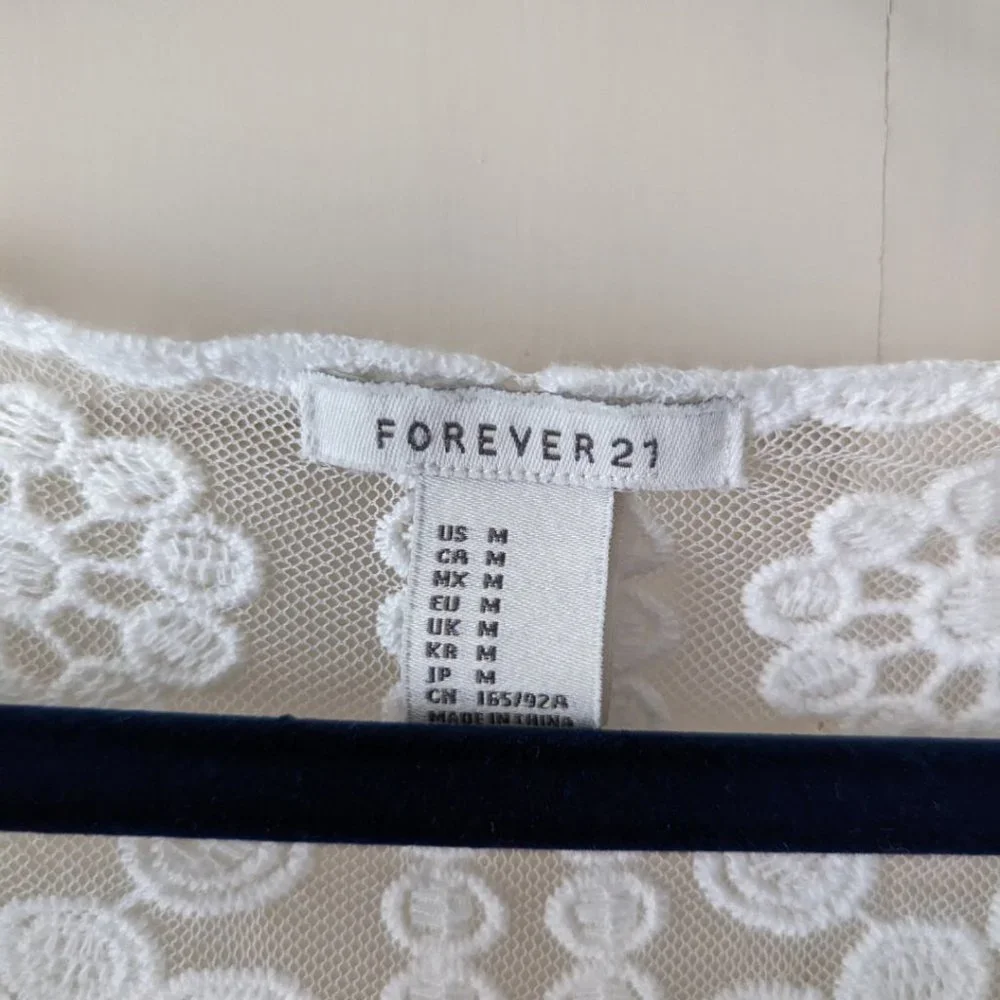 Forever 21 🌹 White Lace Long Sleeve Dress - Sz Medium - Picture 10 of 12